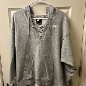 Nike Gray Lace-Up Hoodie